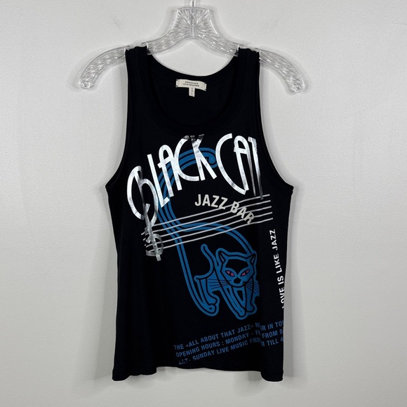 DOROTHEE SCHUMACHER Women's Size 1 (XS) Black Cat Jazz Bar Tank Top - Picture 1 of 7